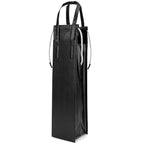 Linkidea Single Luxury Wine Gift Bag, Vegan Leather Wine Tote with Handle for Gifting, Business, Festive Occasions (Black)