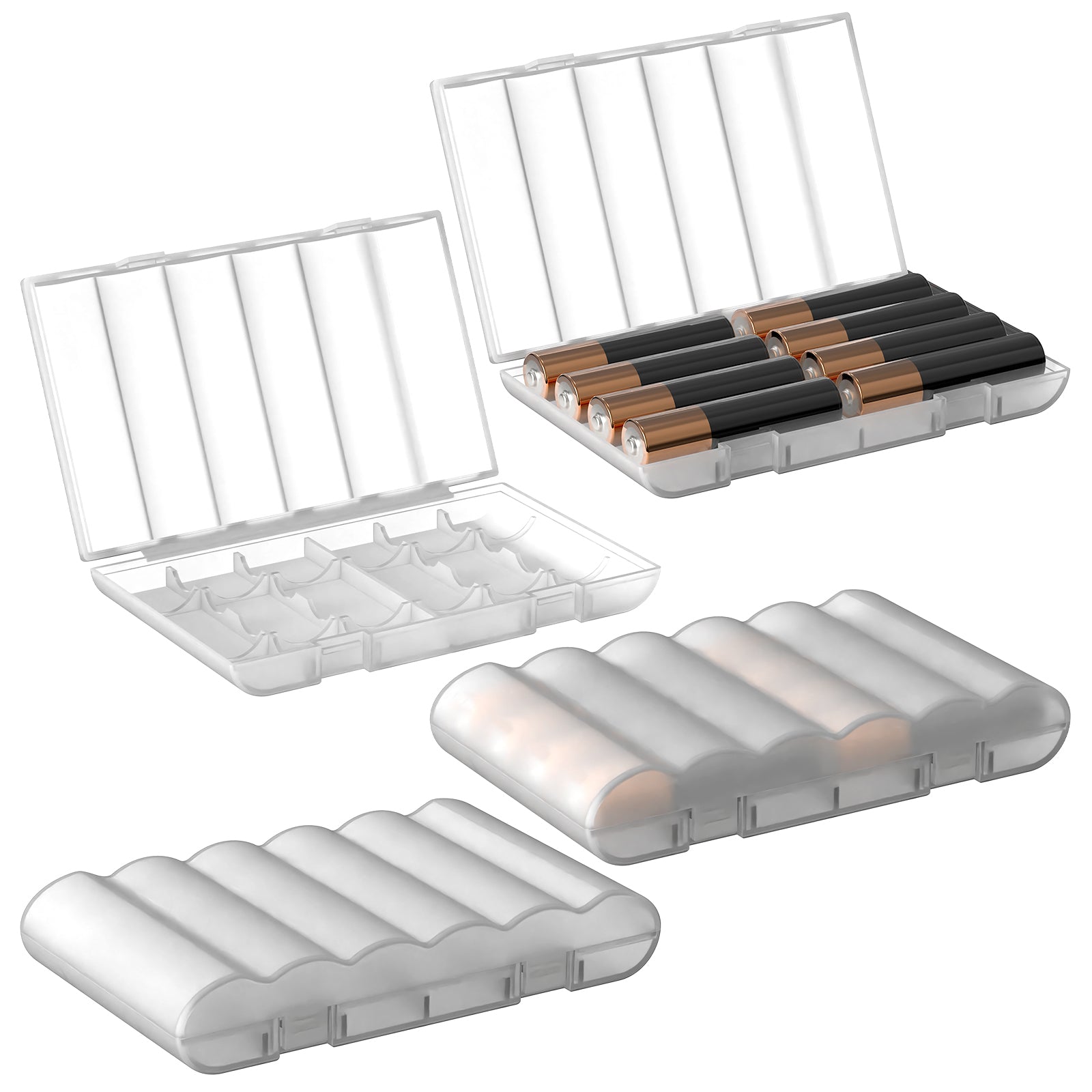 Linkidea 4 Pack AAA Battery Organizer Box, Waterproof Portable Travel Case, Holds 8 AAA Batteries Storage for Home & Travel Accessories (Clear)
