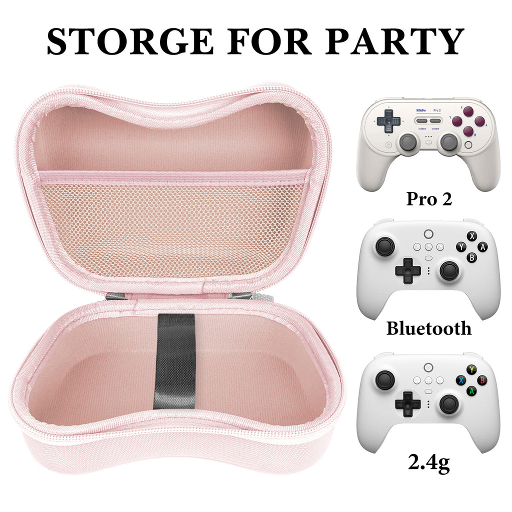 Linkidea Hard Travel Case Compatible with 8BitDo Pro 2, Ultimate and 2.4G Dual Sense Wireless Controller, Game Protective Storage Carrying Bag (Pink)