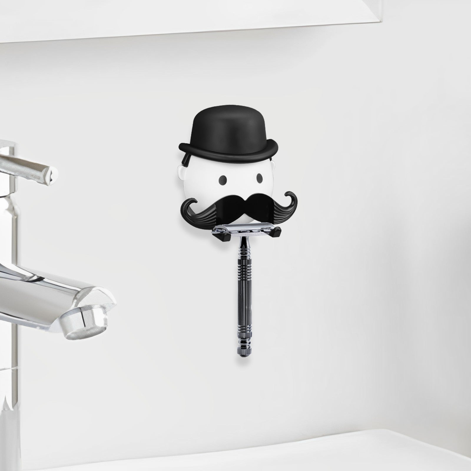 Linkidea Razor Holder Suction Cup, Creative Shower Razor Hooks Hanger for Bathroom, Compatible with Venus Platinum, Fusion 5 Proshield & Proglide, Labs with Exfoliating Bar (White)