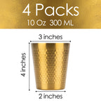 Linkidea 10 Oz Stainless Steel Double-Wall Tumbler Set of 4, Leak-Proof, Easy to Clean Water Cups, Ideal for Beer, Coffee, Ice Cream, Smoothies, Hot& Cold Drinks (Gold)