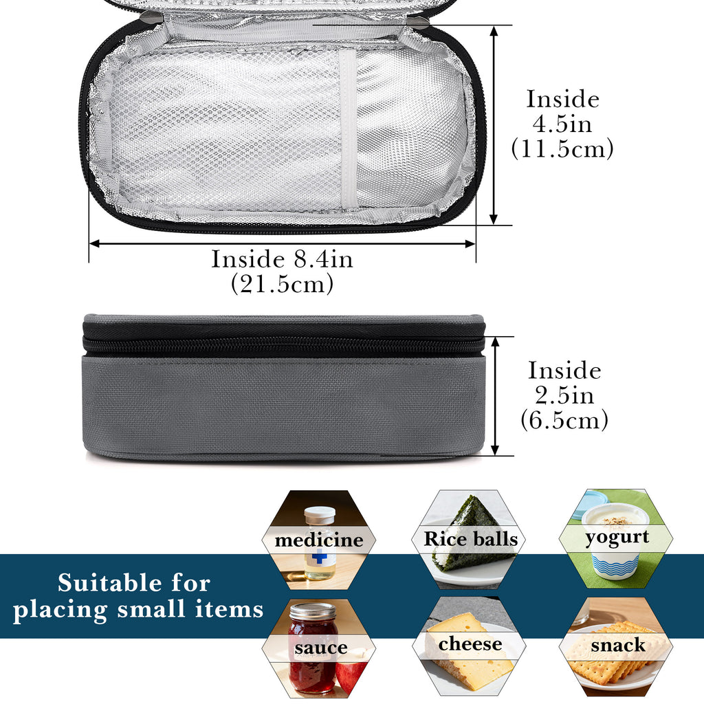 Linkidea Travel Snack Bags, Thermal Insulated Container for Fruit, Lightweight Leakproof Outdoor Food Cooler Bag, Portable Storage Accessories Fits Picnic (Grey)