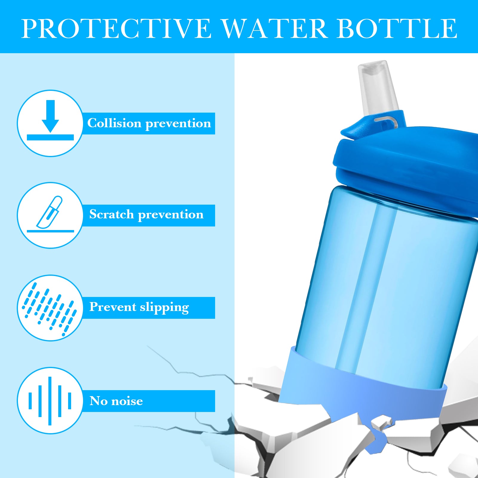 Linkidea 2 Pack Water Bottle Boot Compatible with CamelBak Eddy+20oz/25oz, Chute Mag 20oz/25oz, Carry Cap, Silicone Anti-Slip Bottle Bottom Bumper Protector (Blue)