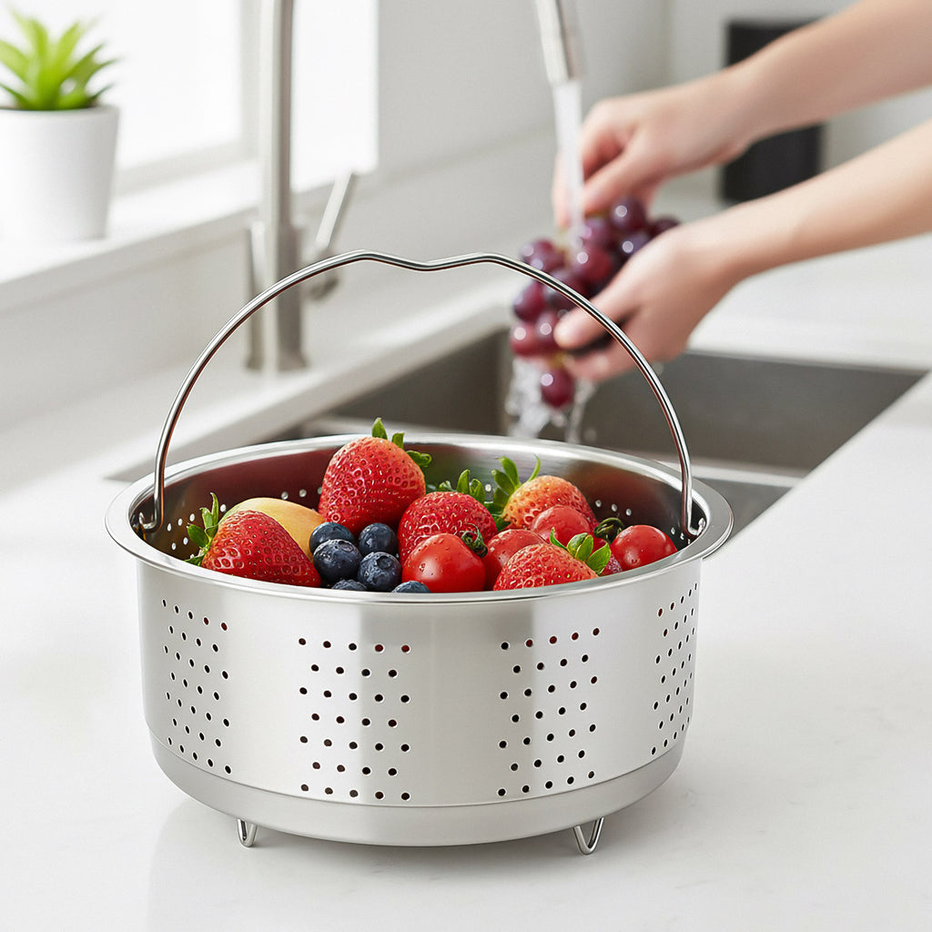 Linkidea 304 Stainless Steel Rice Cooker Steamer Tray Compatible with AROMA-ARC-954SBD, Multi-Purpose Vegetable Steamer Basket for Pots