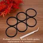 Linkidea 6 Pack Water Bottle Gasket Replacement Compatible with Stanley Quick Filp GO 24oz/36oz Waterbottle, Silicone O Ring Leak Proof Rubber Seal with Tweezer for Bottle Lid, Black