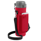 Linkidea Water Bottle Carrier with Strap Compatible with Stanley Quick Flip GO 24/36oz, IceFlow Fast Flow 24/36oz, Waterbottle Sling Bag Holder, Shoulder Strap with Phone Mesh Pocket, Red