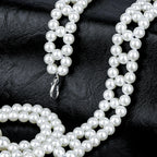 Plus Size Chain Belt for Women, White Pearl Fashion Belly Waist Chains, Stretchable Extra Long Body Chain, 51 Inch Adjustable Chunky Body Accessory (XL, White)