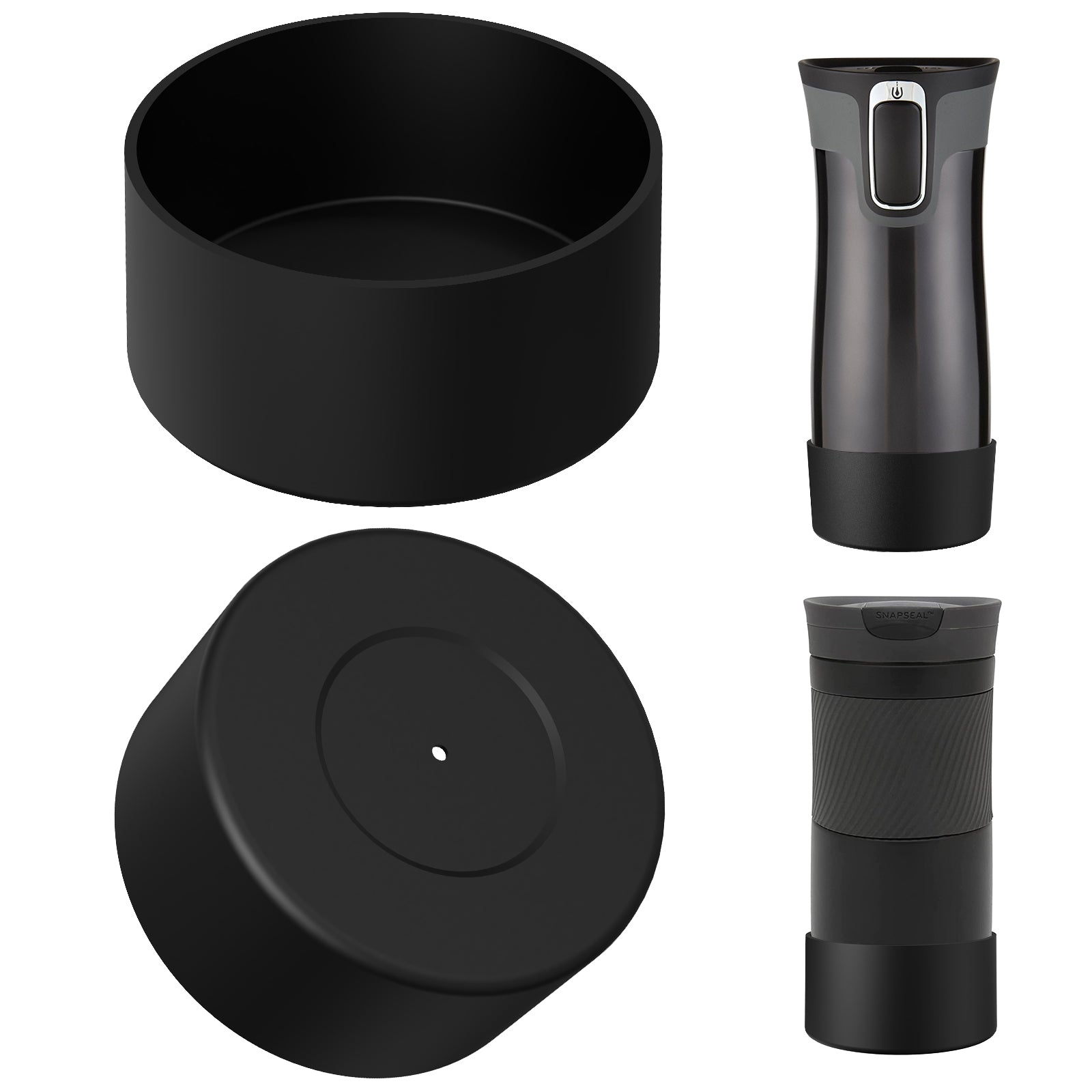 Linkidea 2 Pack Water Bottle Boot Compatible with Contigo West Loop 2.0 16oz/20oz/24oz, Huron 2.0 16oz/20oz, Silicone Anti-Slip Bottle Bottom Bumper Protector (Black)