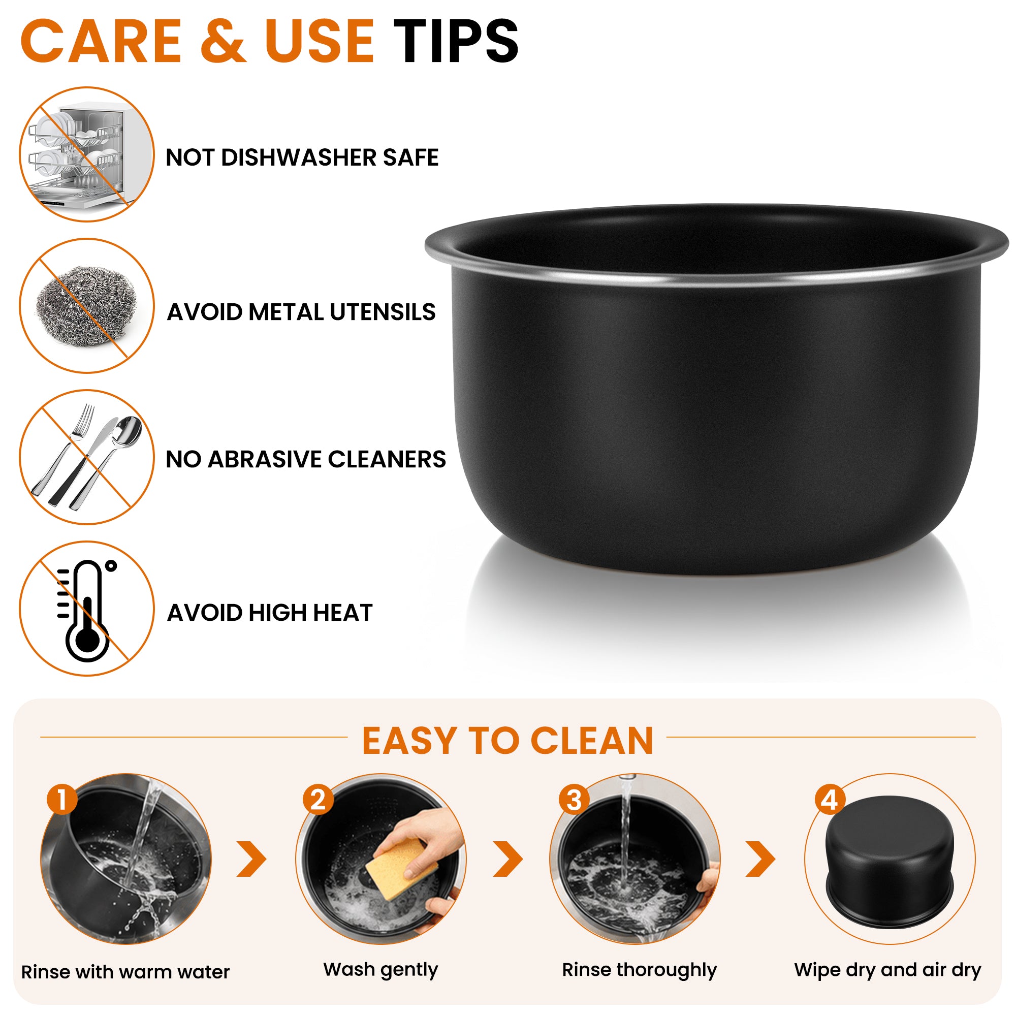 Linkidea Rice Cooker Aluminum Inner Pot Compatible with TOSHIBA RC-5DSTUS(H), Nonstick Replacement Bowl