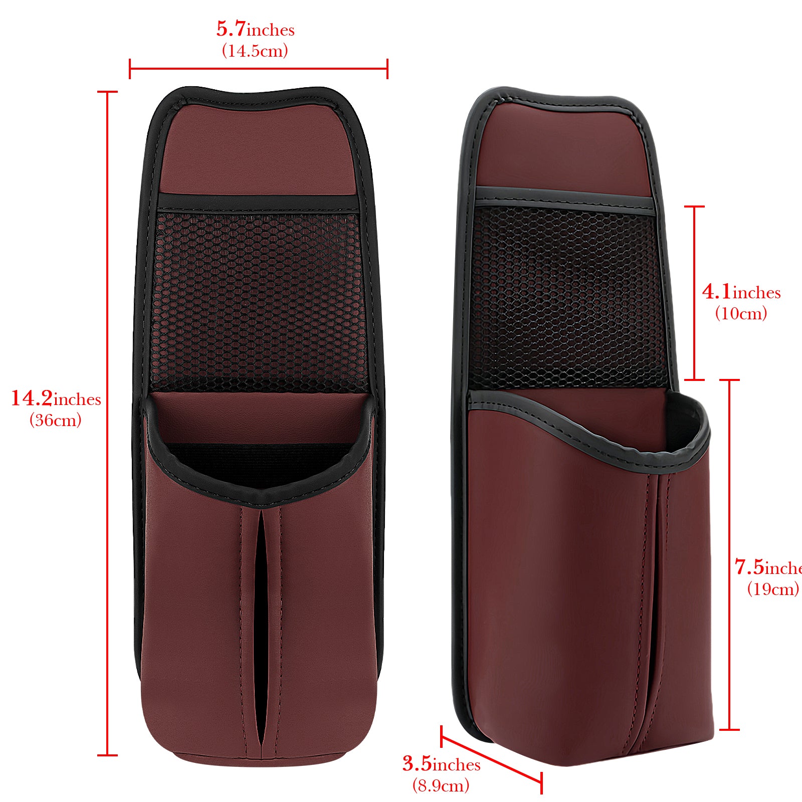 Linkidea Car Seat Side Water Bottle Organizer Compatible with YETI Rambler Bottle 26oz/36oz, Owala FreeSip 32oz/40oz, Vehicle Seat Side Storage Hanging Bag Holder for Large Bottles, Wine Red