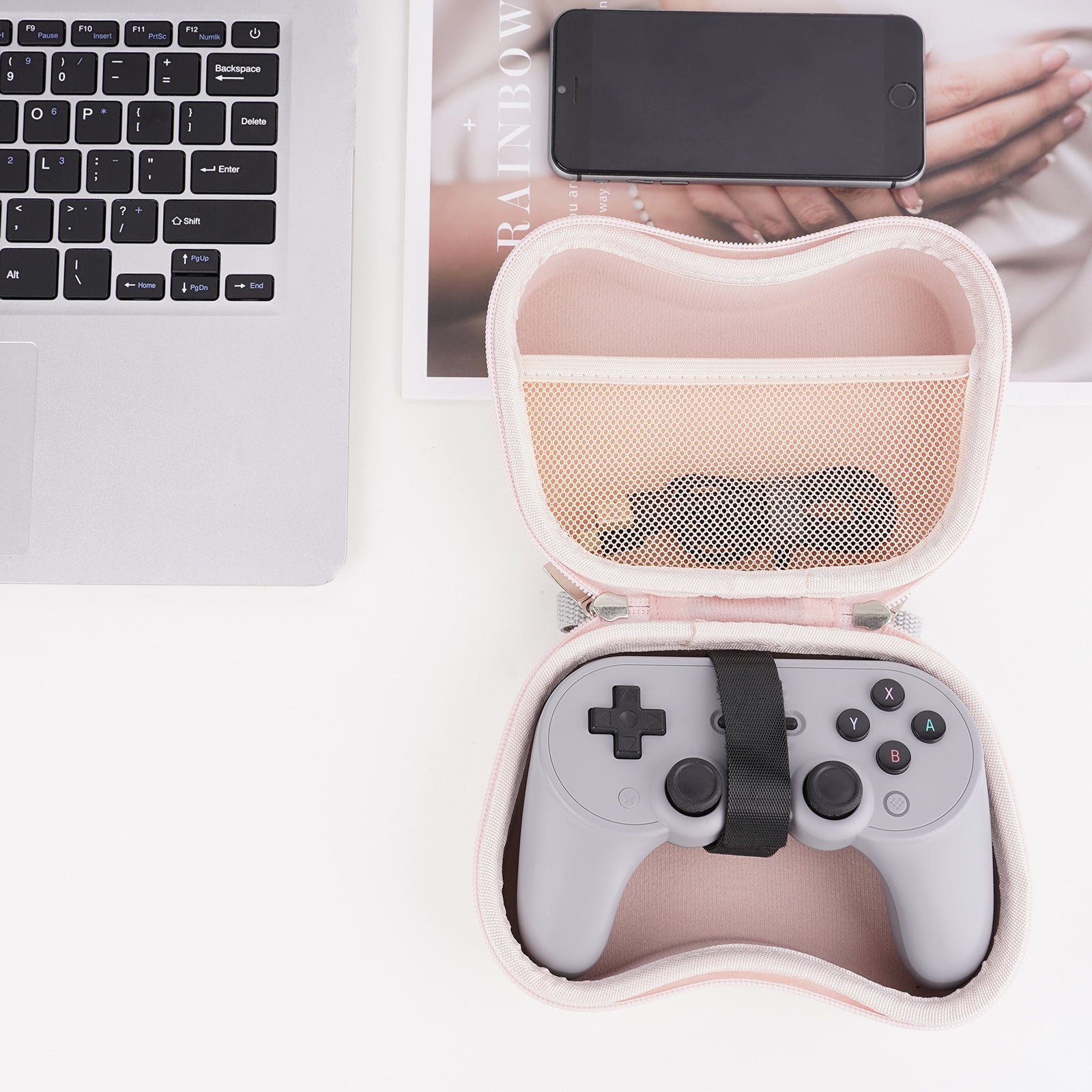 Linkidea Travel Controller Case Compatible with 8BitDo Pro 2, Ultimate Bluetooth, Protective Hard Shell Storage Bag (Pink)