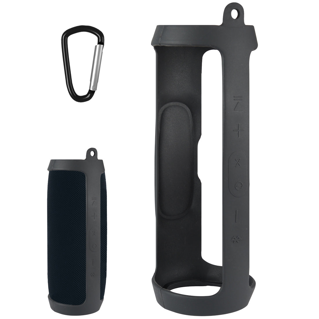 Linkidea Silicone Speaker Case Cover Compatible with JBL Charge 3, Soft Protective Sleeve with Keychain Hook, Black