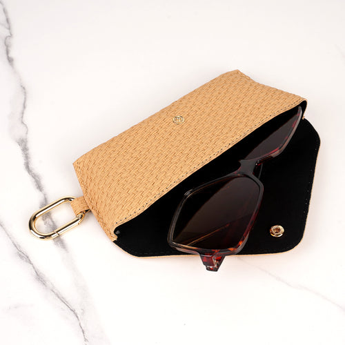 Extra Large Sunglasses Pouch Case with Hook, Vegan Leather Sunspecs Organizer Soft Bag Compatible with RayBan RB3647N RB2197 RB0360S