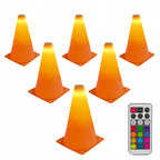 Linkidea LED Light Up Sports Cones (6 Pack) with Remote Control, Soccer Creative Training Equipment for Vision and Agility Drill at Night, Glow Cones with 13 Colors (Light Control Group A)