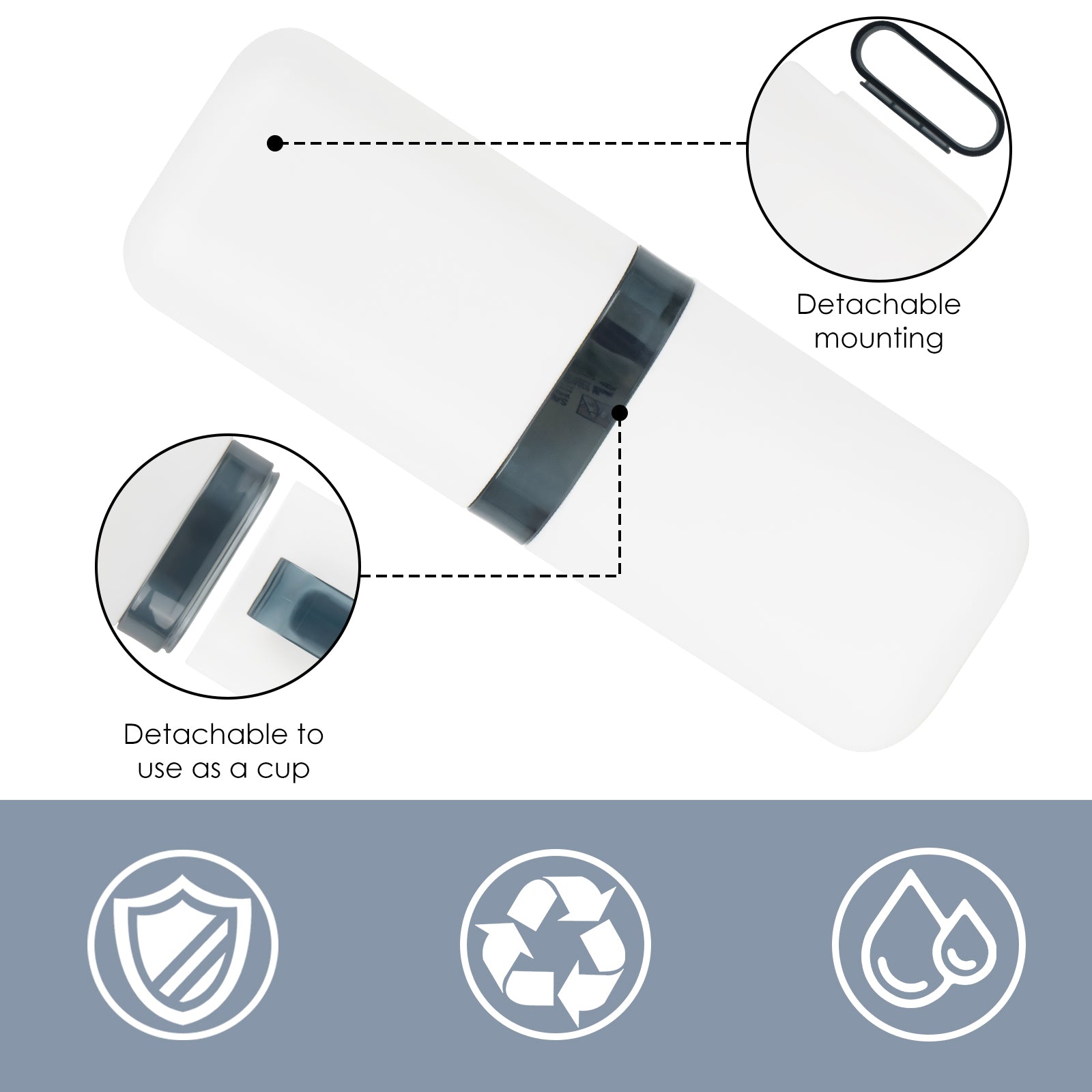 Linkidea 2 Pack Portable Toothbrush Case, 3 in 1 Toothpaste Travel Case Holder, Detachable Travel Toothbrush Holder, Toothbrush Travel Case with Handle (Blue+White)