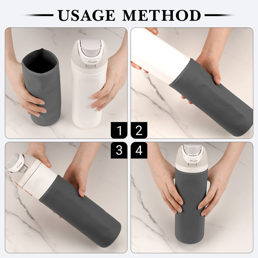 Linkidea Silicone Water Bottle Sleeve Compatible with Owala FreeSip 24oz, Anti-Slip Protector Waterbottle Boot, Bottle Bumper Cover, Gray