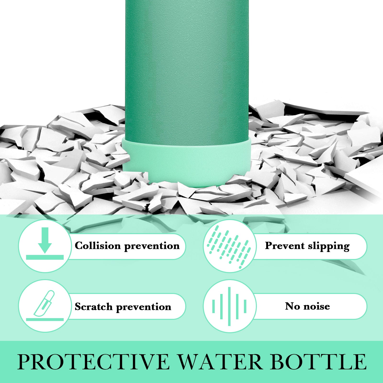 Linkidea 2 Pack Water Bottle Boot Compatible with CamelBak Chute Mag 40oz, Silicone Anti-Slip Waterbottle Bottom Sleeve Bumper Protector (Light Green)