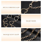 Plus Size Chain Belt for Women, 2 Pack Love Style Metal Chain Belt Women Belly Waist Chains, Extra Long Body Chain, Max 51.2 Inch Adjustable Chunky Belt Chain (Gold, Silver)