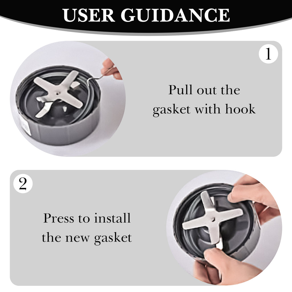 Linkidea 6 Pcs Blender Replacement Parts, Silicone Gasket Exact Fit Lid with Changing Tool, Compatible with NutriBullet Blenders 600W/900W (Grey)