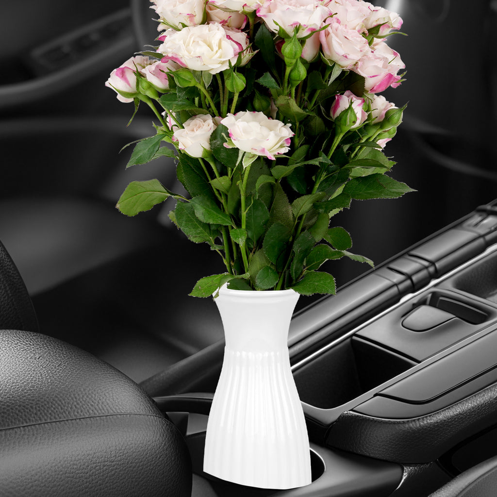 Unbreakable Car Vase for Cup Holder - Durable Plastic Design, Compatible with Most Vehicle Cup Holders, Ideal Decorative Accessory for Cars, Trucks, and SUVs (White)
