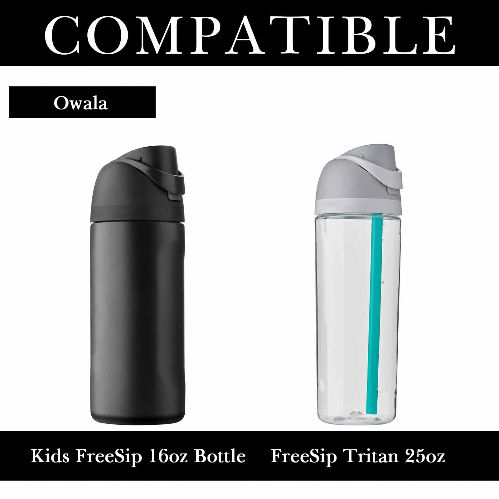 Linkidea 2 Pack Water Bottle Boot Compatible with Owala FreeSip 16oz, FreeSip Tritan 25oz, Silicone Anti-Slip Bottle Bottom Bumper Protector (Black)