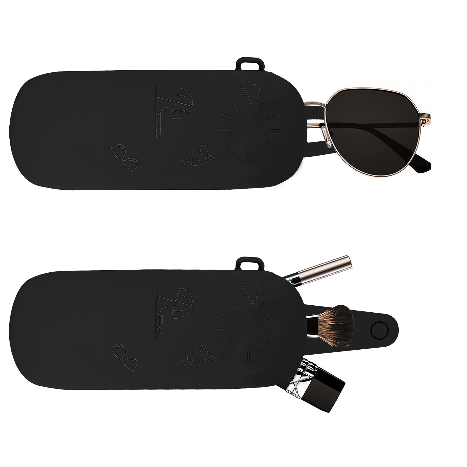 Extra Large Sunglasses Pouch Case, Silicone Oversized Sun Glasses Organizer Soft Bag Compatible with Rayban RB3025 Gucci GG0876S GG0875S Prada PR 25YS (XXL, Black)
