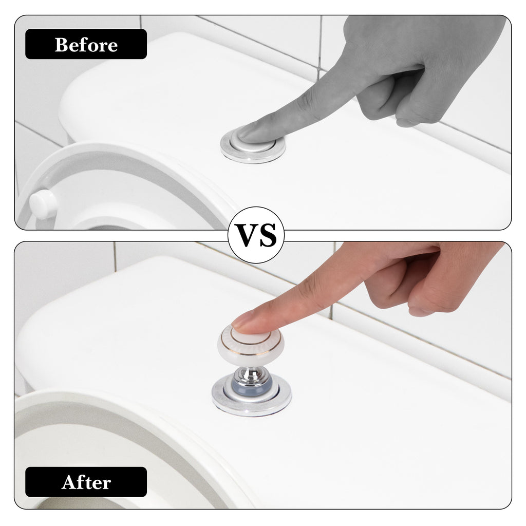 Linkidea Toilet Tank Top Flush Button Helper, Toilet Top Push Button Aid, Compatible with Dual/Single Top-Button Toilets, Easy Press Flush Attachment Extender for Long Nails (2 Pack, White)