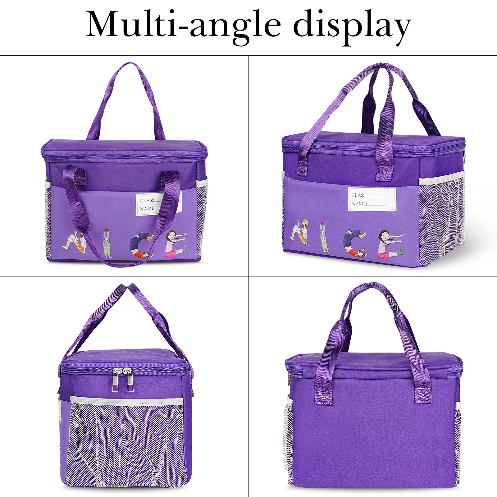 Linkidea Lunch Bag, Large Capacity Lunch Tote Bag Organizer with Hand Strap, Reusable Lunch Box Bag for Picnic, Outdoor, Compatible with B.Box, Sunhanny, Pedeco, QQKO, Xgxn Lunch Box (Purple)
