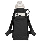 Linkidea Water Bottle Carrier with Strap Compatible with Owala FreeSip 24oz/32oz, IRON FLASK Wide Mouth 32oz, Bottle Shoulder Strap Bag Holder with Phone Pocket (Black)