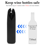 Linkidea Insulated Cooler Bag for Travel, Portable Waterproof Neoprene Grape Wine Bottle Tote, Picnic Beverage Holder with Secure Grip (Black)