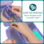 Linkidea 4 Pcs Silicone Seal Replacement, Exact Fit Lid Seal Gasket Compatible with OmieBox, Leakproof Food Safe Parts & Accessories for Bento Box (Purple)