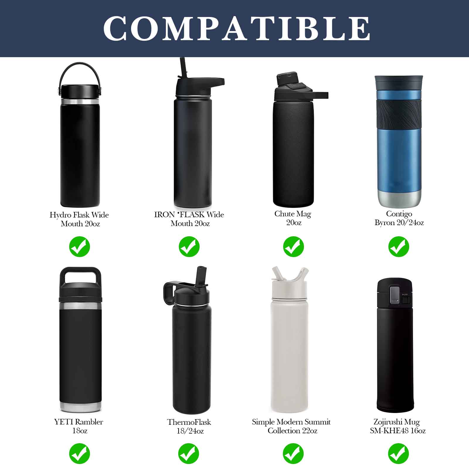 Linkidea Water Bottle Fence Sleeve with Hook Compatible with YETI Rambler Bottle 18oz, Hydro Flask Wide Mouth Bottle 18oz/20oz, Neoprene Bottle Shoulder Strap Bag for Outdoor Sports, Blue