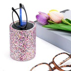 Reading Glasses Desk Holder Stand, Vegan Leather Lined Eyewear Display Storage for Nightstand Office Organizer (Purple )