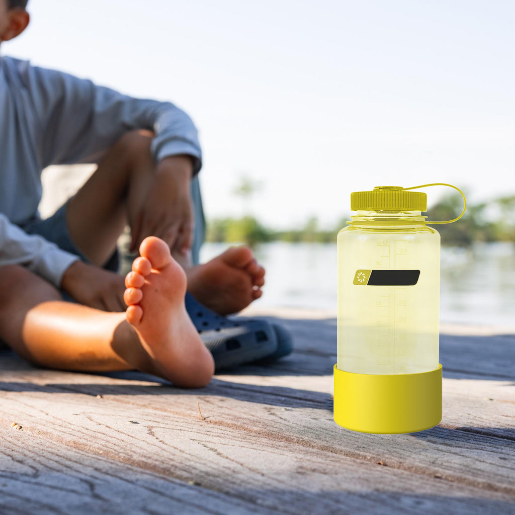 Linkidea 2 Pack Water Bottle Boot Compatible with Nalgene Sustain Wide Mouth 32oz/48oz, Narrow Mouth 32oz, Silicone Anti-Slip Bottle Bottom Bumper Protector (Yellow)