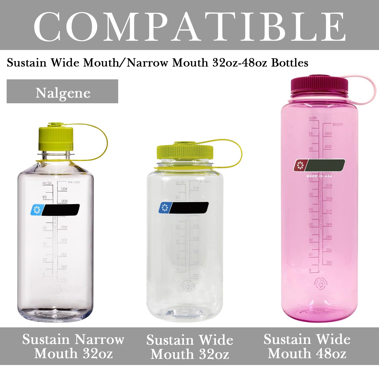 Linkidea 2 Pack Water Bottle Boot Compatible with Nalgene Sustain Wide Mouth 32oz/48oz, Narrow Mouth 32oz, Silicone Anti-Slip Bottle Bottom Bumper Protector (Grey)