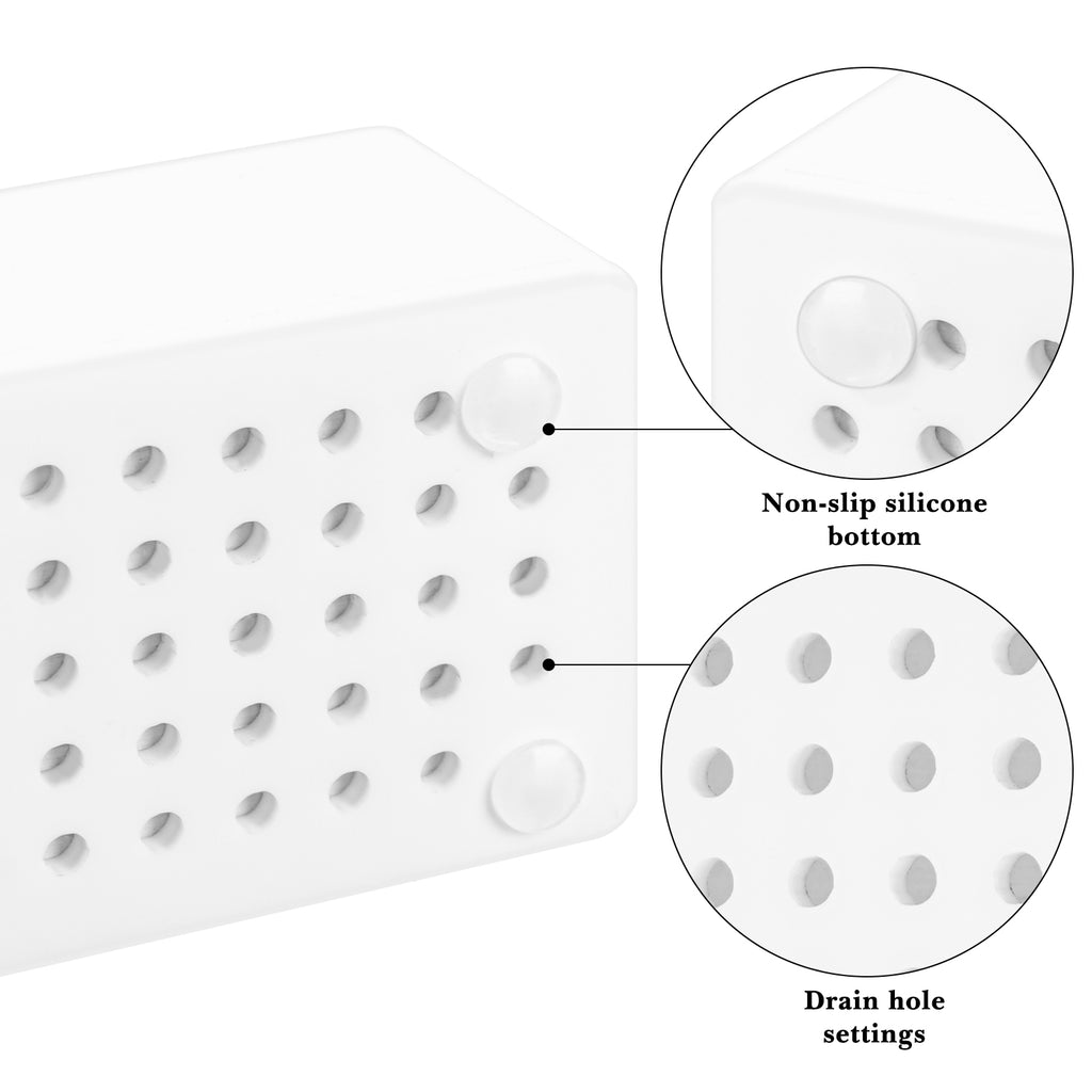 Linkidea Acrylic Toothbrush Holder with Diatomite Drying Stone, Bathroom Drawer Organizer with Drainage Hole for Tooth Brush, Compatible with Colgate Extra Clean, Oral-B CrossAction (White)