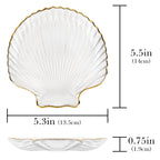 Linkidea Clear Glass Soap Dish Tray with Gold Trim, Elegant Sea Shell Design for Bathroom Decor, Cleanser Holder for Vanity, Countertop, Sink