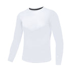 Soccer Compression Shirt for Kids, Breathable Moisture Wicking Long Sleeve Undershirt, Athletic Performance Base Layer Cold Weather Shirts for Child Age 8 - 9 (White, Size XS)