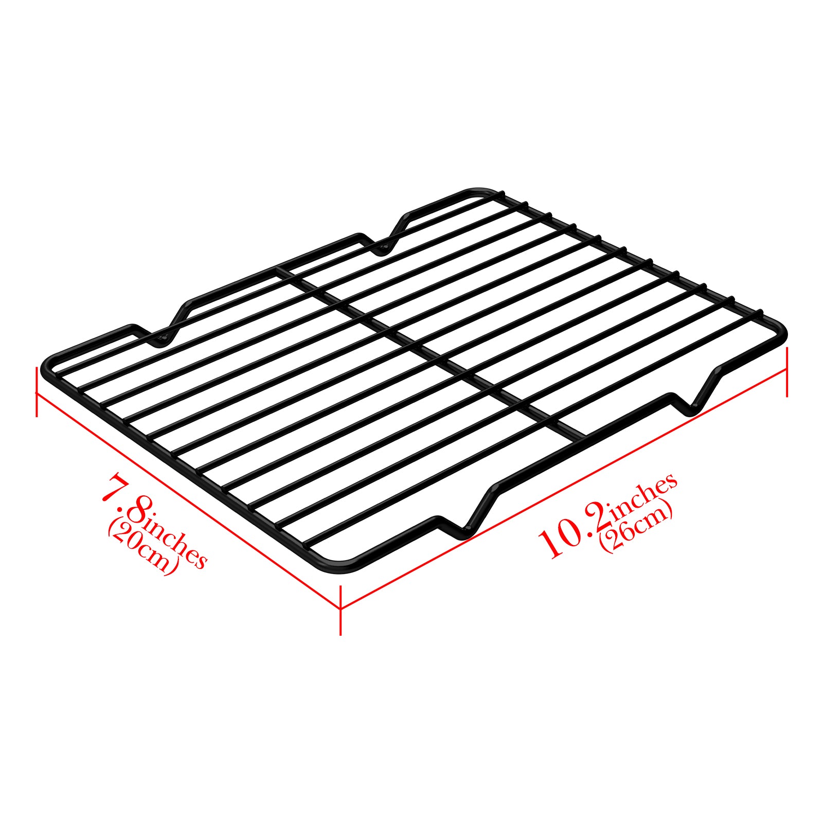 Linkidea Metal Grate Cooling Rack Pack of 2, Stainless Steel Baking Cooling Rack Rectangle 7.8'' x 10.2'', Oven Safe Grid Wire Racks for Roasting Disposable Pan (Black)
