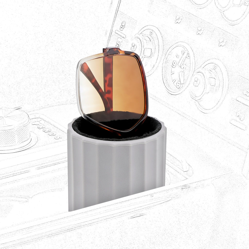 Car Cup Holder Sunglasses Stand, Extra Large Grey Soft Silicone Eyewear Organizer with Plush Lined, Sun Shades Easy Access Storage, Scratch Protection