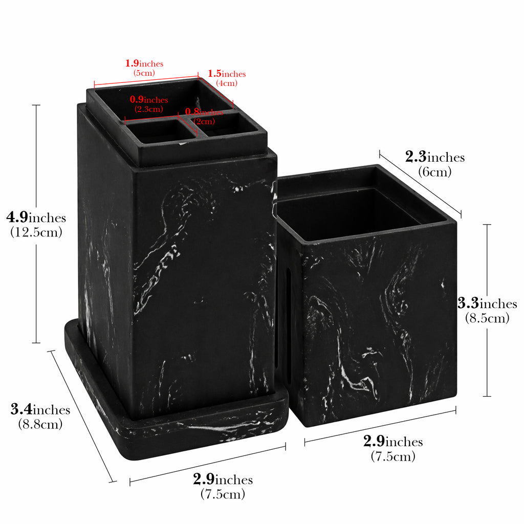 Countertop Manual Toothbrush Toothpaste Holder with Ventilated Lid, Black