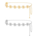 Women's Chain Belt, Metal Waist Chain, Adjustable Belly Belt with Sun Style, Fits 21.6-43.3 in Waist, 51.2 in Total Length