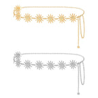 Women's Chain Belt, Metal Waist Chain, Adjustable Belly Belt with Sun Style, Fits 21.6-43.3 in Waist, 51.2 in Total Length