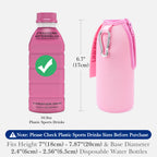 Linkidea Disposable Water Bottle Sleeve Compatible with 16.9Fl Oz PRIME Hydration, BODYARMOR, Gatorade Fit, Insulated Neoprene Plastic Sports Drink Cover with Lockable Zipper, Pink