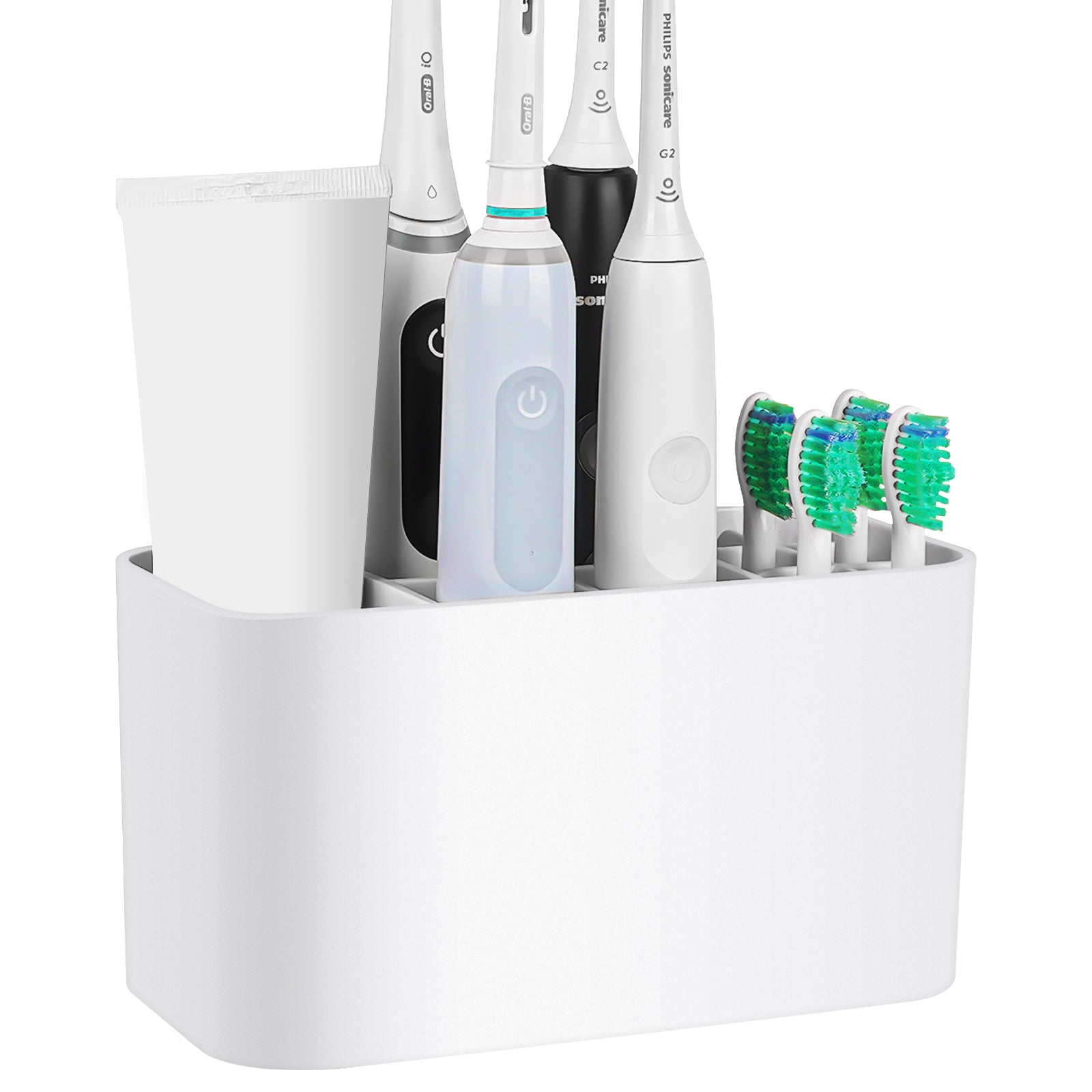 Linkidea Electric Tooth Brush Holder for Shower, Plastic Tooth Brush Organizer, Self Adhesive / Countertop Power Toothbrush Stand Compatible with Oral-B iO Series, Philip Sonicare ProtectiveClean