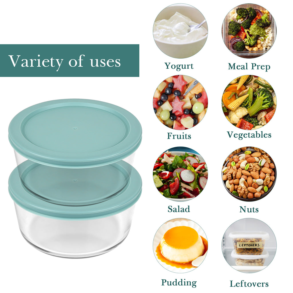 Linkidea 2 Pack Yogurt Container, 31.7 oz Round Glass Storage Bowl with Lid, Air Insulated Meal Prep Containers for Yogurt, Exact Size Compatible with Ultimate Probiotic Yogurt Maker