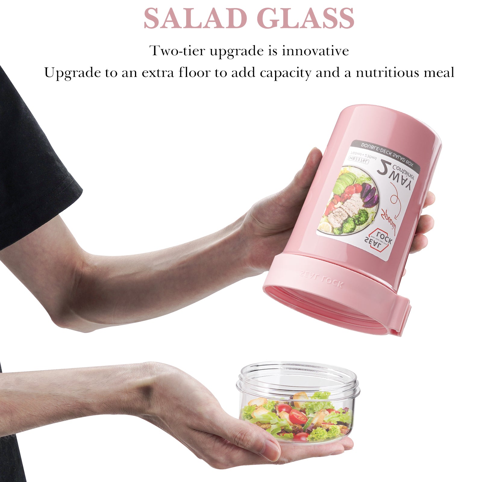 Linkidea Overnight Oats Containers with Lids, 33.4 oz Airtight Plastic Yogurt Cups with Spoons and Lids, Portable Overnight Oats Container for Milk, Cereal, Fruit, Yogurt, Fits Work/Picnic (Pink)