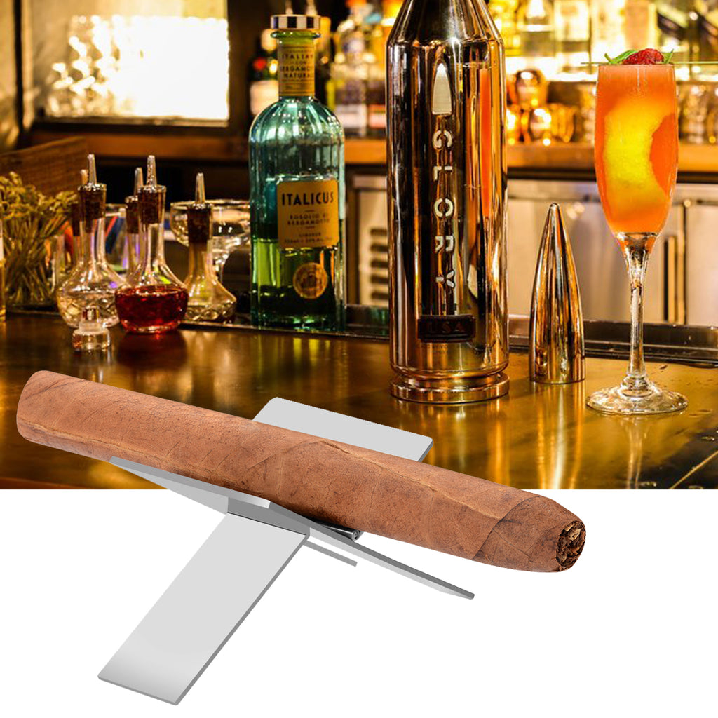 Linkidea 2 Pack Stainless Steel Cigar Holder, Folding Cigar Stand, Portable Cigar Stand Display Stand for Men (Silver)