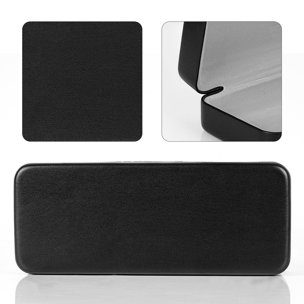 Extra Large Hard Shell Sunglasses Case, Vegan Leather Protective Eyewear Storage Organizer Compatible with DIOR EverDior A1U 30Montaigne BU Missdior B1U QUAY NIGHTFALL (XXL, Black)