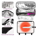 Linkidea Curling Iron Travel Bag, Hair Tools Organizer with 2 Compartments and Removable Pad, Compact Carrying Case for Storage and Travel, Black